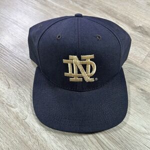VTG Notre Dame Fighting Irish Snapback Hat Blue Faded Wool Blend Cap Made in USA